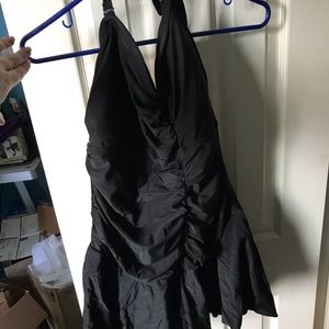 Black mermaid halter one piece swimsuit